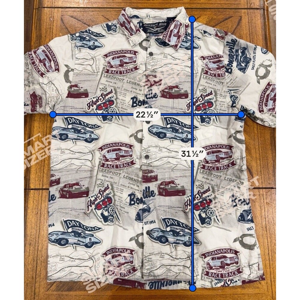 NEWPORT BLUE Men Size XL GM Racing Button Up Casual Shirt American Tradition GUC - Picture 8 of 10